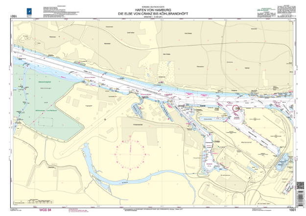 Duitse kaart 1661 - Hafen von Hamburg, Die Elbe von Cranz bis Köhlbrandhöft